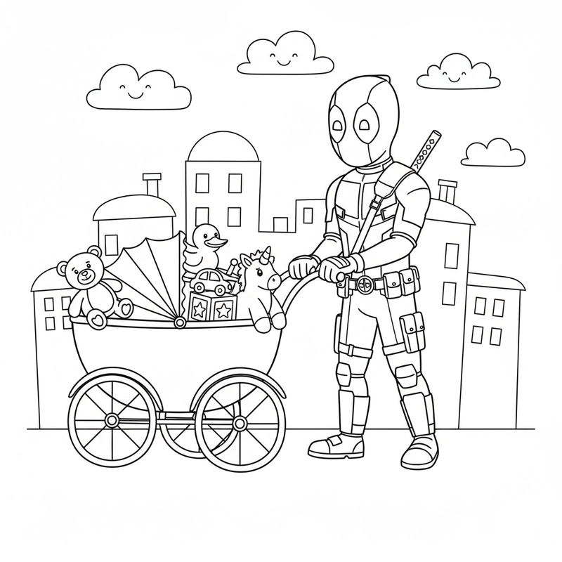 Tranh tô màu Deadpool dễ in