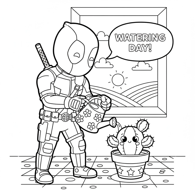 Tranh tô màu Deadpool vui vẻ