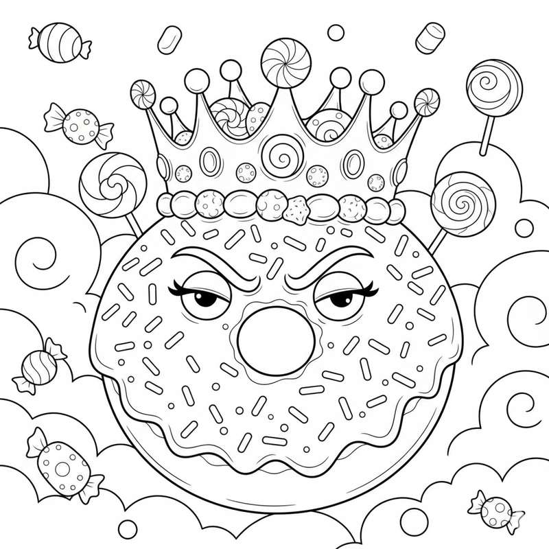 Tranh tô màu Donut hấp dẫn