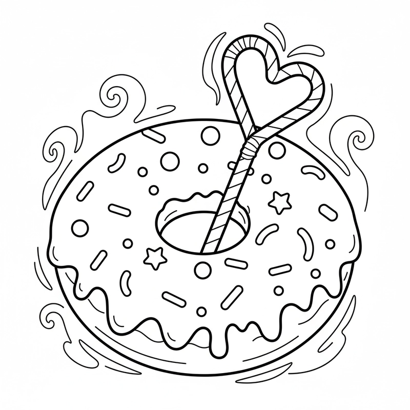 Tranh tô màu Donut kẹo ngọt