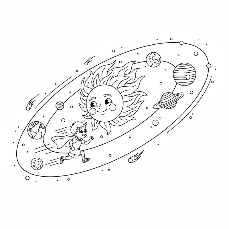 Tranh tô màu Hệ Mặt Trời cho bé sáng tạo