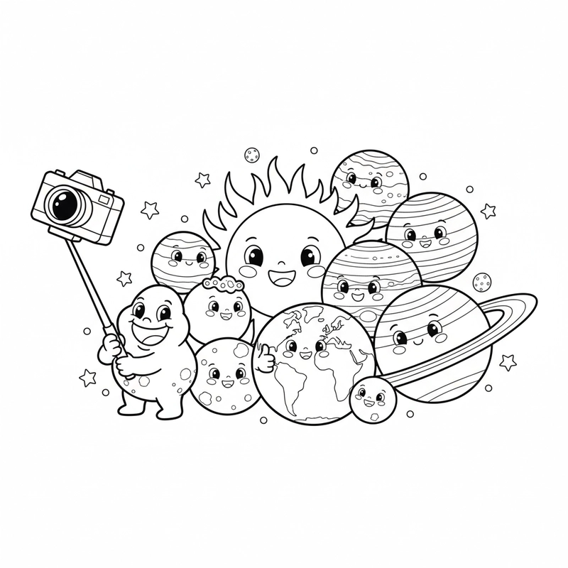 Tranh tô màu Hệ Mặt Trời sáng tạo