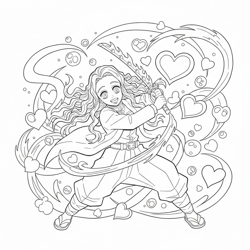 Tranh tô màu Mitsuri cute nhiều biểu cảm