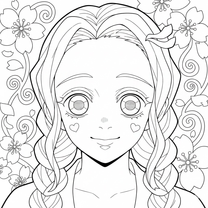 Tranh tô màu Mitsuri tạo dáng sinh động