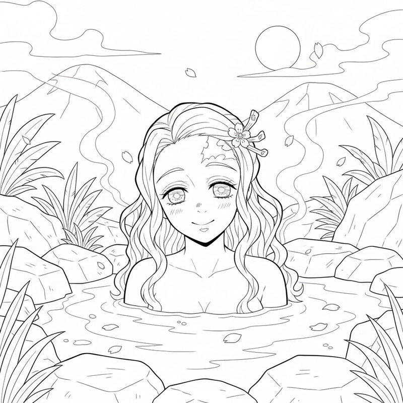 Tranh tô màu Mitsuri trong Thanh Gươm Diệt Quỷ