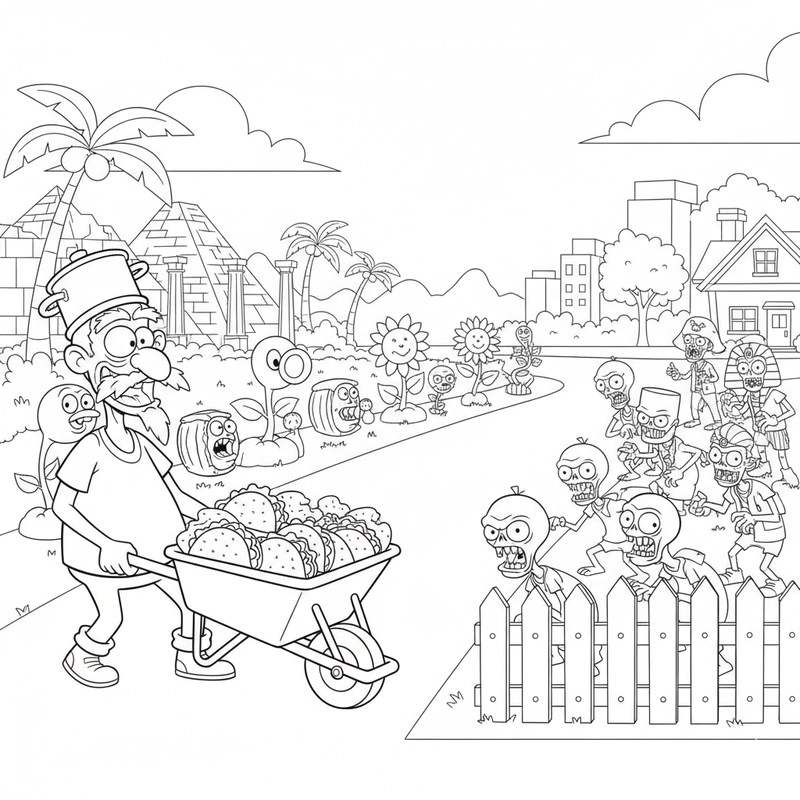 Tranh tô màu Plant vs Zombie 2 dễ thương