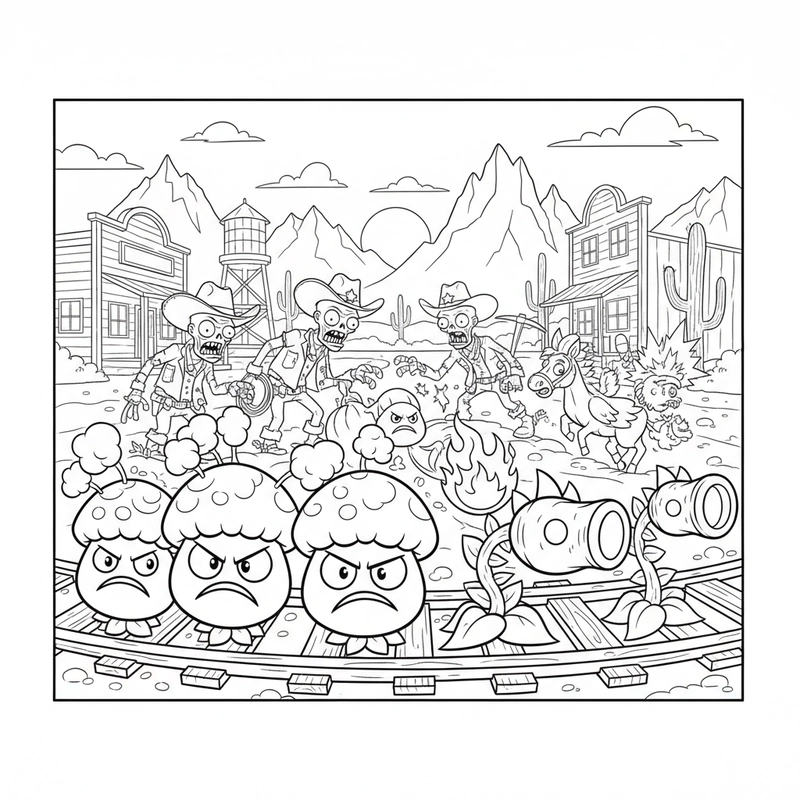 Tranh tô màu Plant vs Zombie 2 ngộ nghĩnh