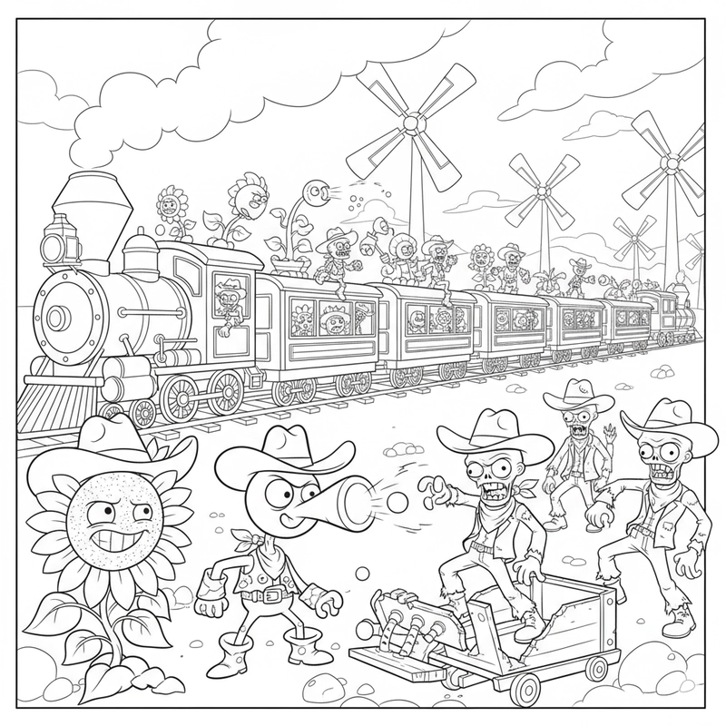 Tranh tô màu Plant vs Zombie 2 thú vị