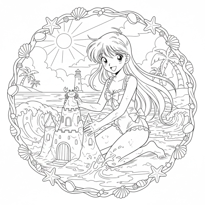 Tranh tô màu Ran Mori đơn giản