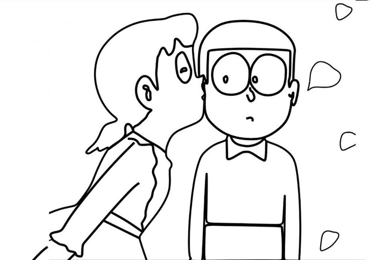 Tranh tô màu Shizuka đáng yêu cho bé