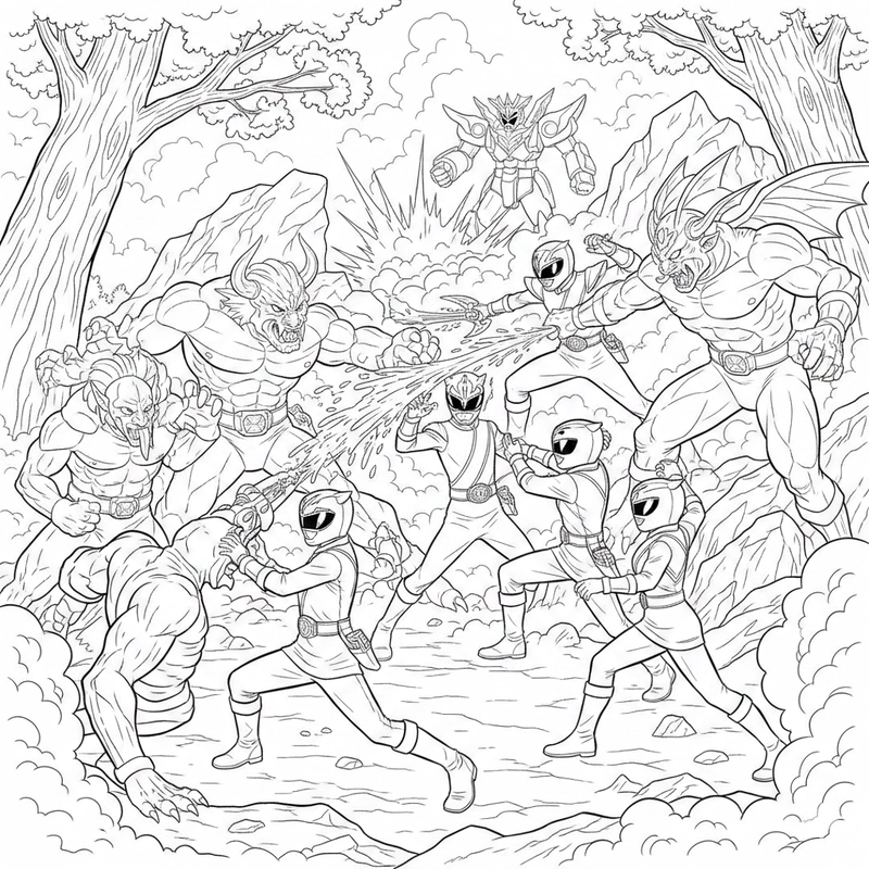 Tranh tô màu Siêu Nhân Gao chiến đấu