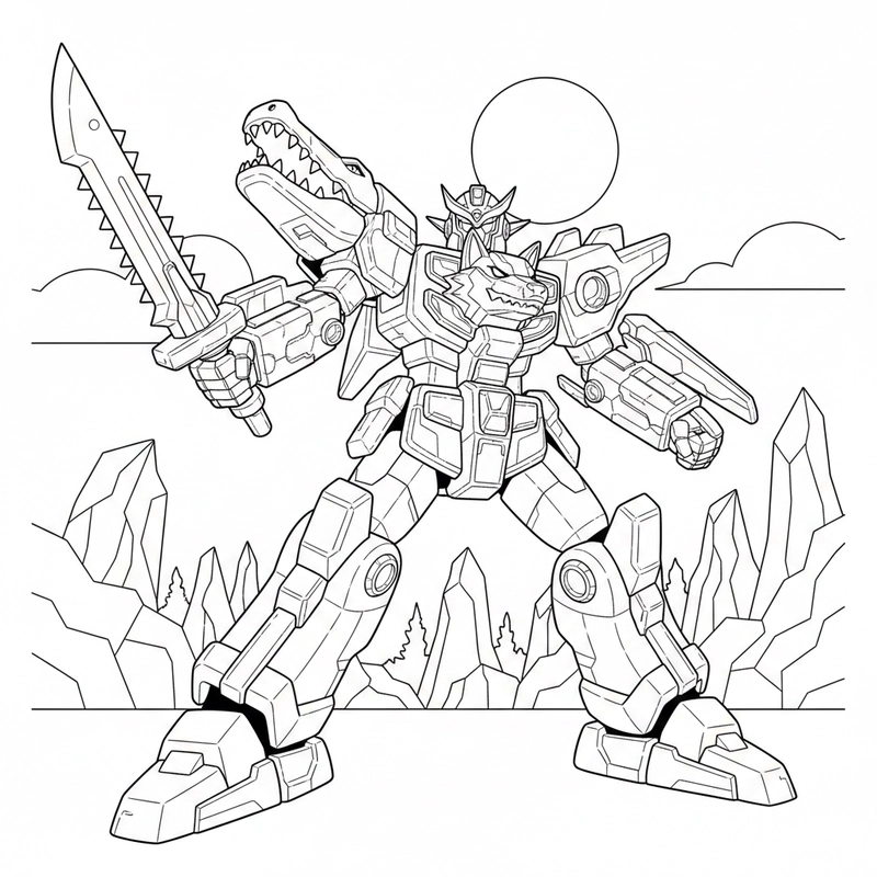 Tranh tô màu Siêu Nhân Gao cho bé tô sắc