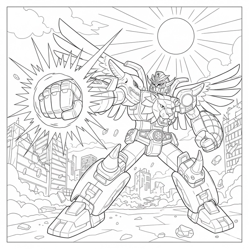 Tranh tô màu Siêu Nhân Gao chủ đề phiêu lưu