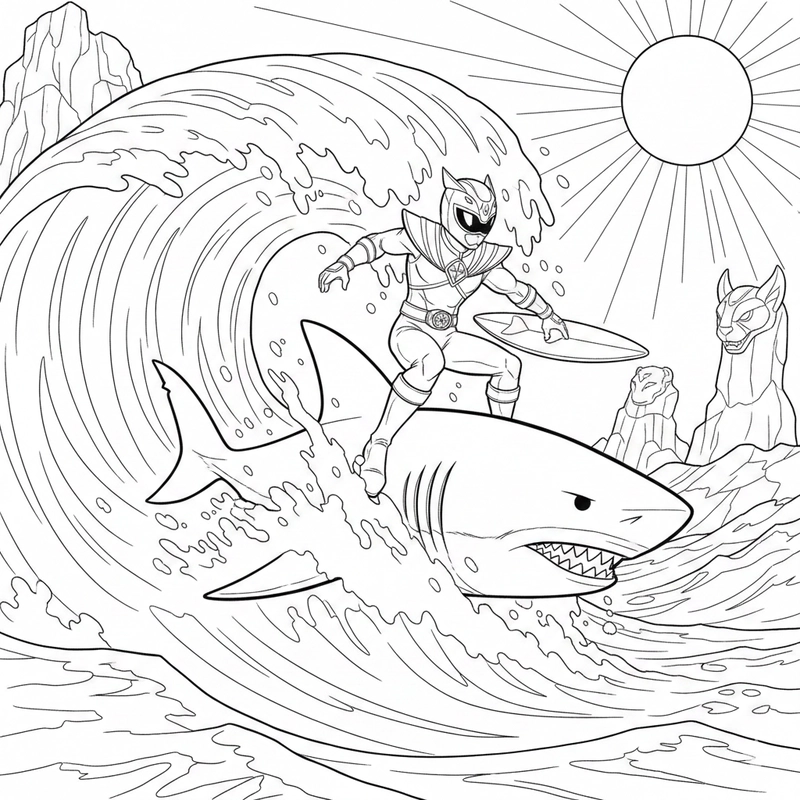 Tranh tô màu Siêu Nhân Gao dễ thương cho bé