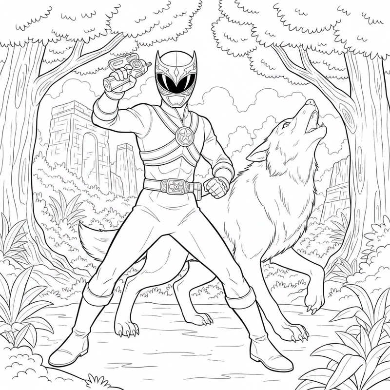 Tranh tô màu Siêu Nhân Gao giúp bé luyện nét