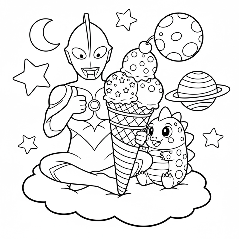 Tranh tô màu Siêu nhân Ultraman đẹp mắt