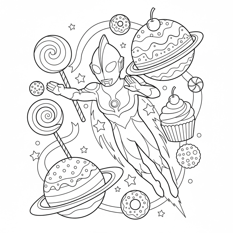 Tranh tô màu Siêu nhân Ultraman hành động