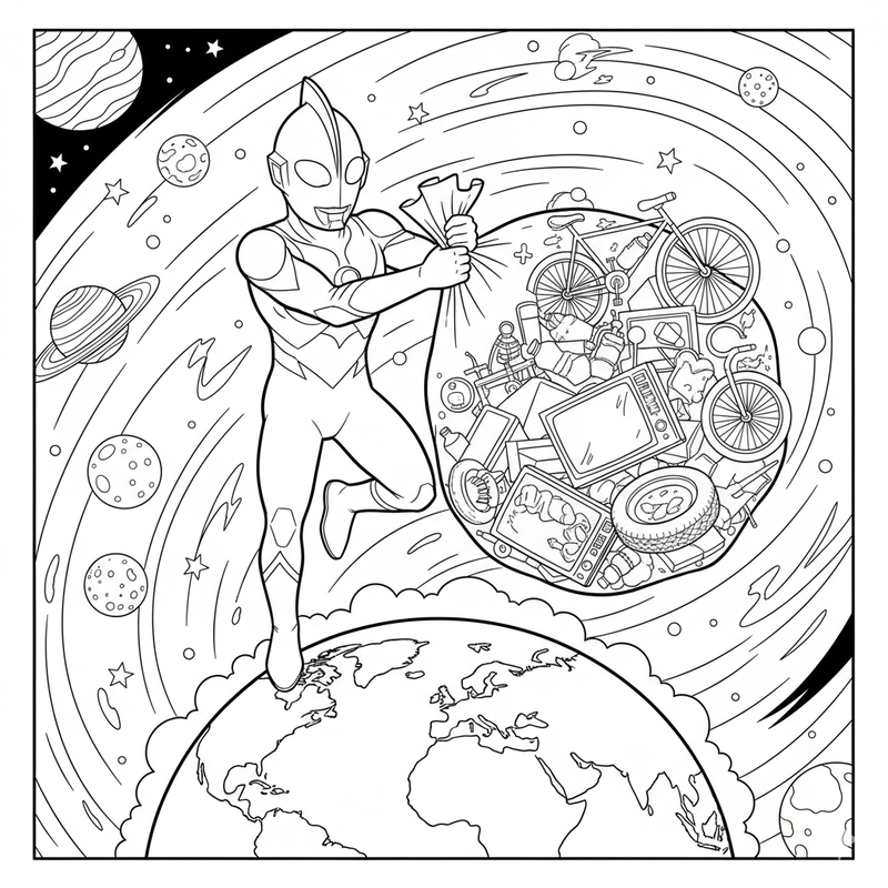 Tranh tô màu Ultraman dễ in miễn phí