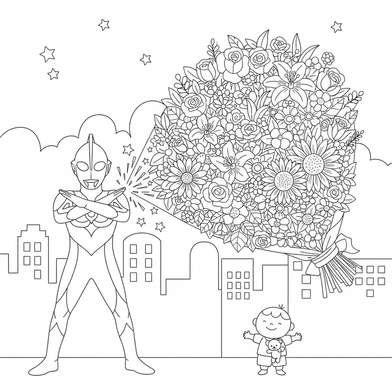 Tranh tô màu Ultraman đơn giản dễ tô