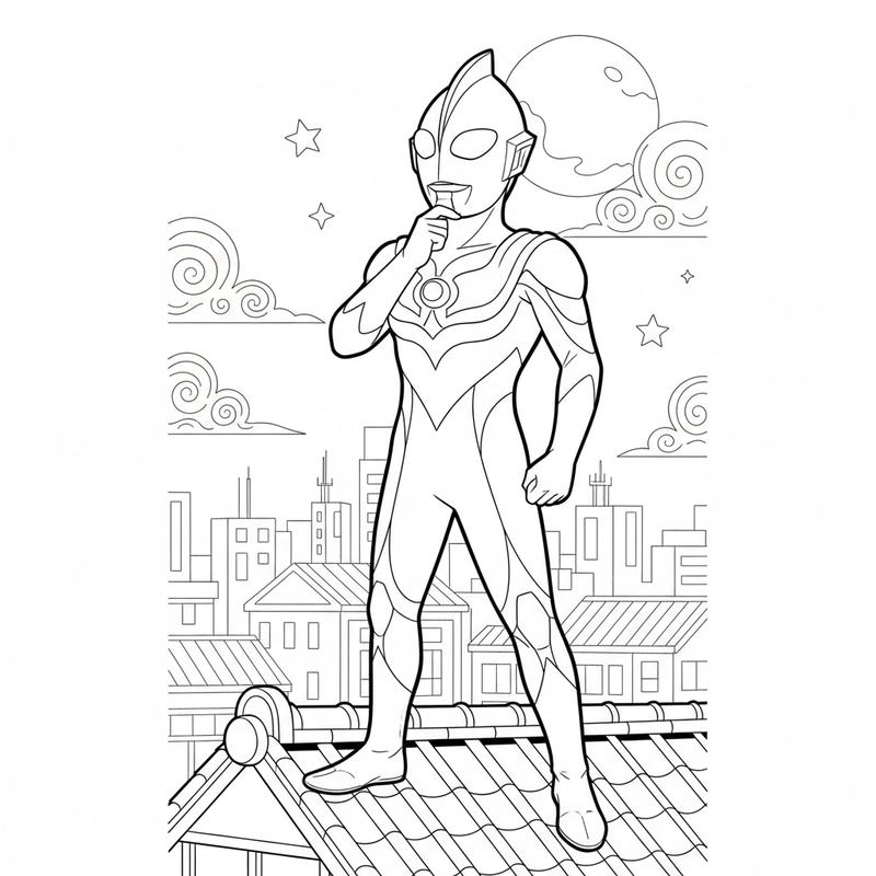 Tranh tô màu Ultraman vui nhộn, dễ tô