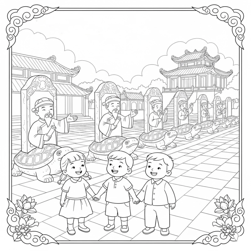 Tranh tô màu Văn Miếu Quốc Tử Giám Việt Nam