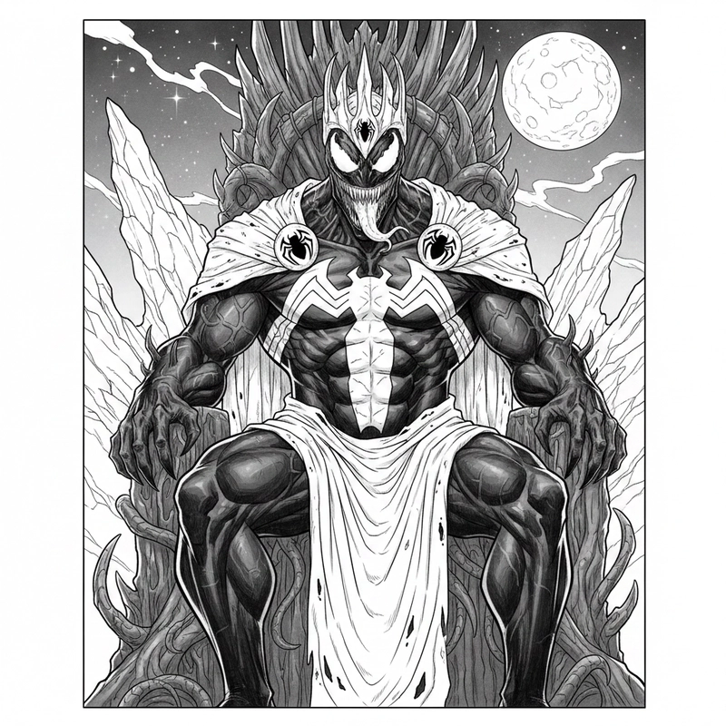 Tranh tô màu Venom hành động sinh động