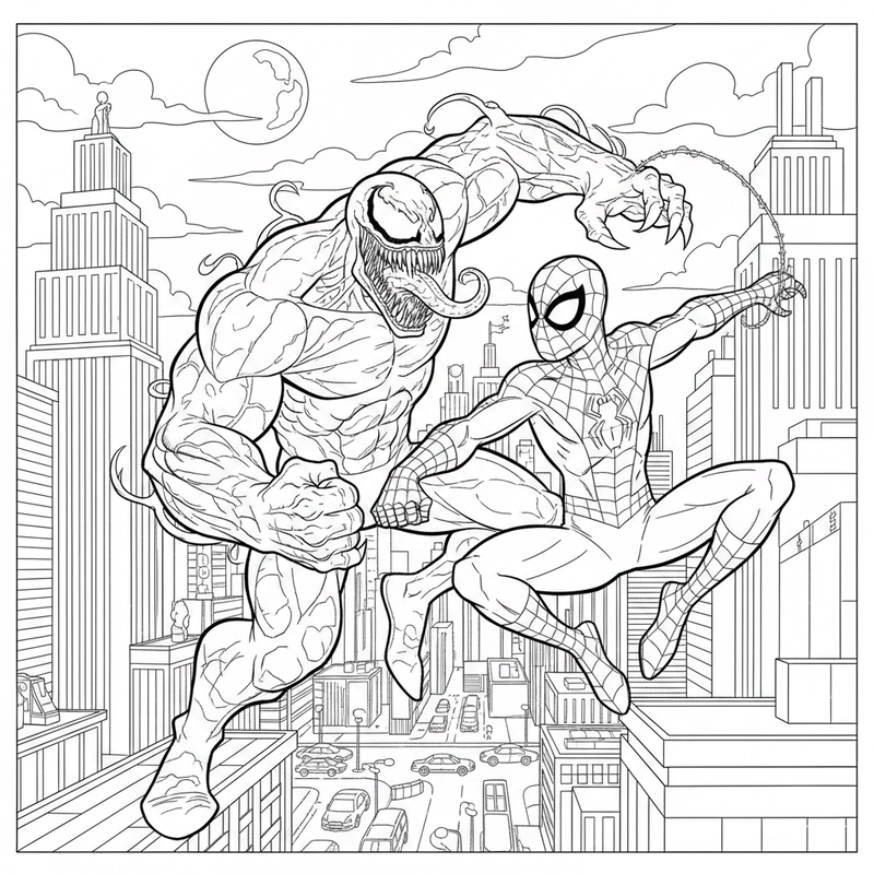 Tranh tô màu Venom khơi gợi sáng tạo cho bé