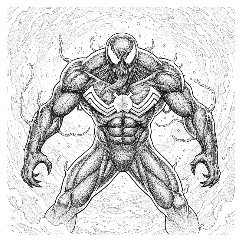 Tranh tô màu Venom tối giản cho bé tập tô