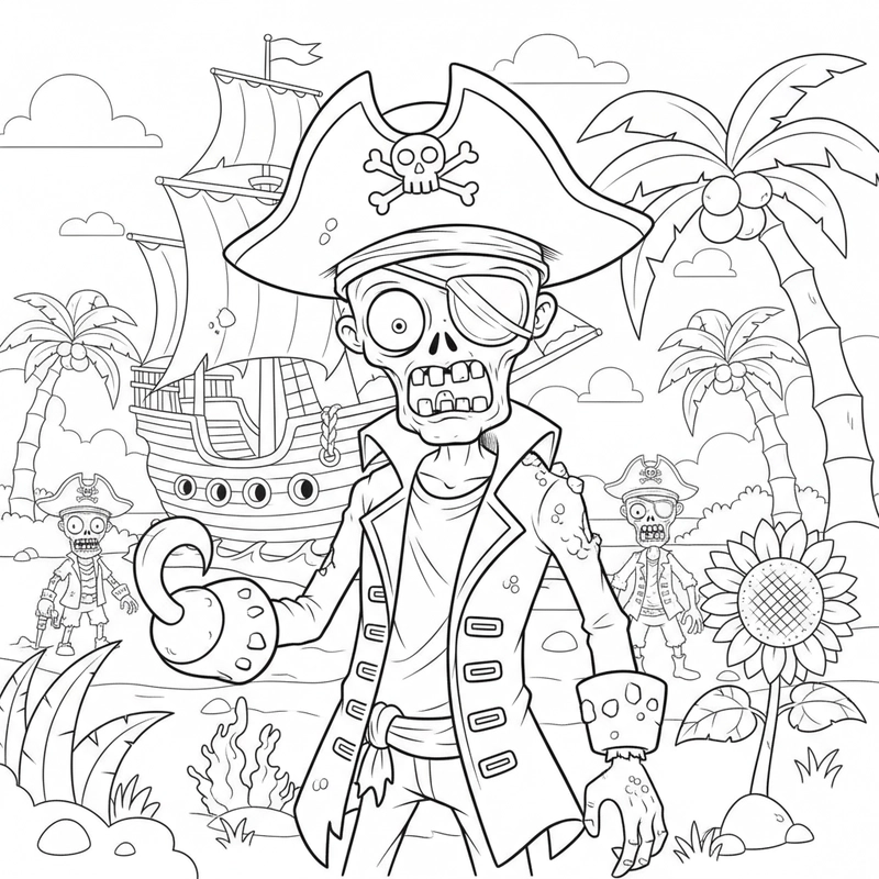 Tranh tô màu Zombie dễ tô