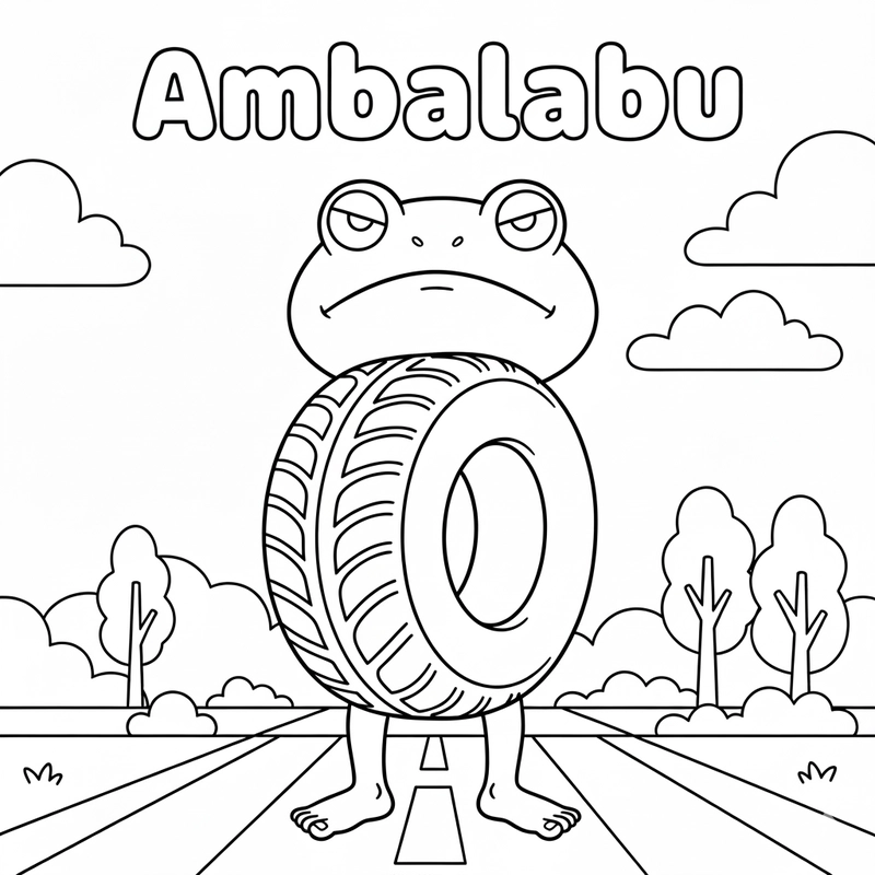 Tranh tô màu ambalabu đầu ếch vui nhộn