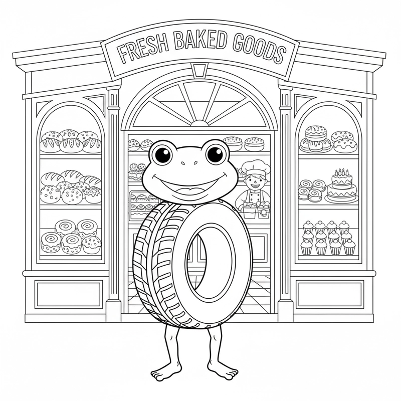 Tranh tô màu ambalabu lốp xe đầu ếch