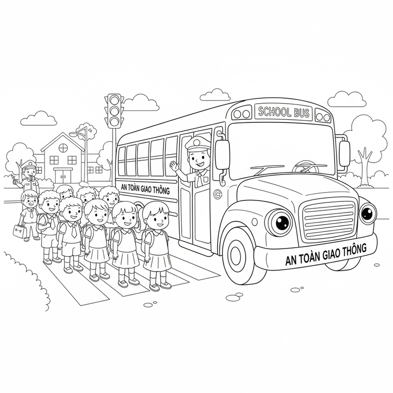 Tranh tô màu an toàn khi đi học