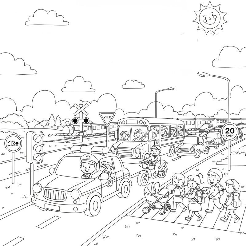 Tranh tô màu an toàn khi đi xe