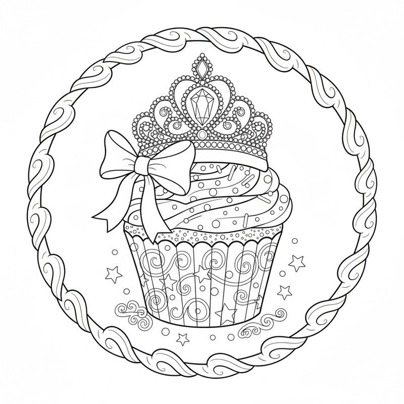 Tranh tô màu bánh Cupcake hấp dẫn