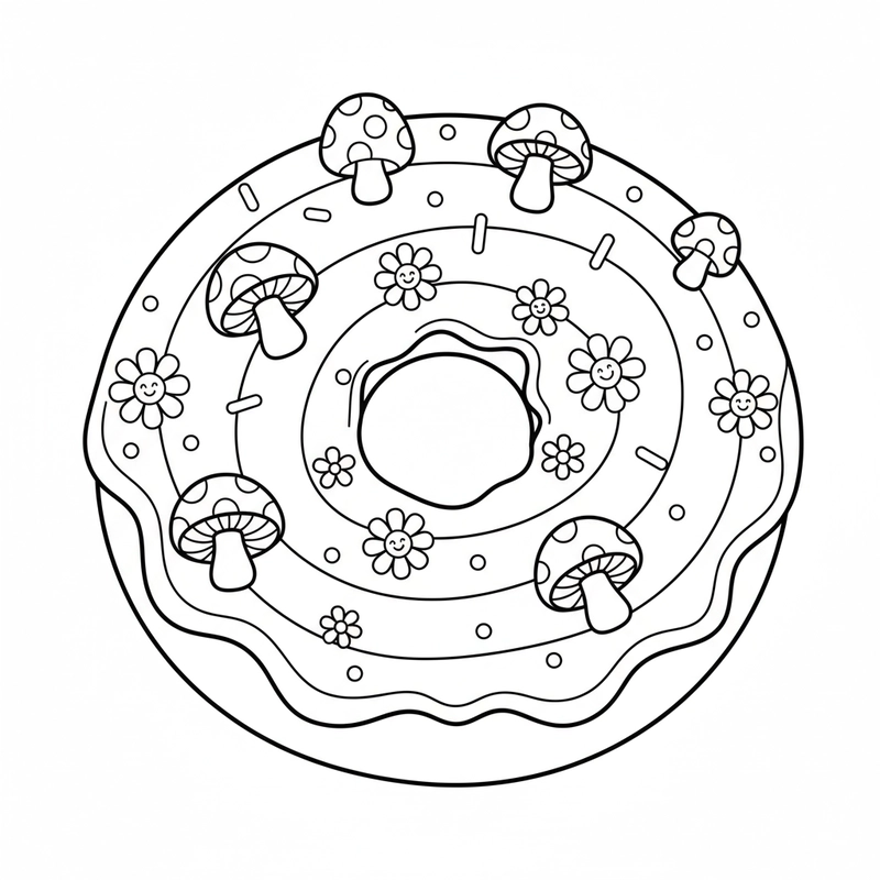 Tranh tô màu bánh Donut dễ thương