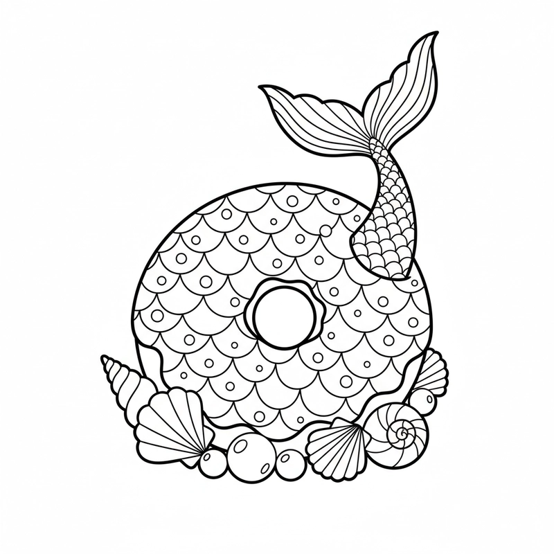 Tranh tô màu bánh Donut đơn giản