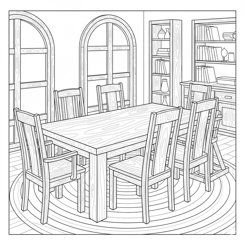 Tranh tô màu bữa ăn gia đình đơn giản