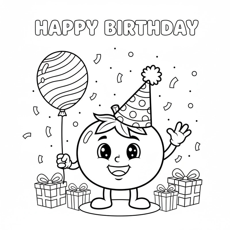 Tranh tô màu cà chua ngộ nghĩnh