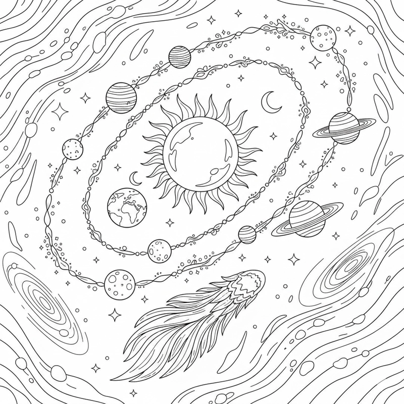 Tranh tô màu các hành tinh cho bé khám phá