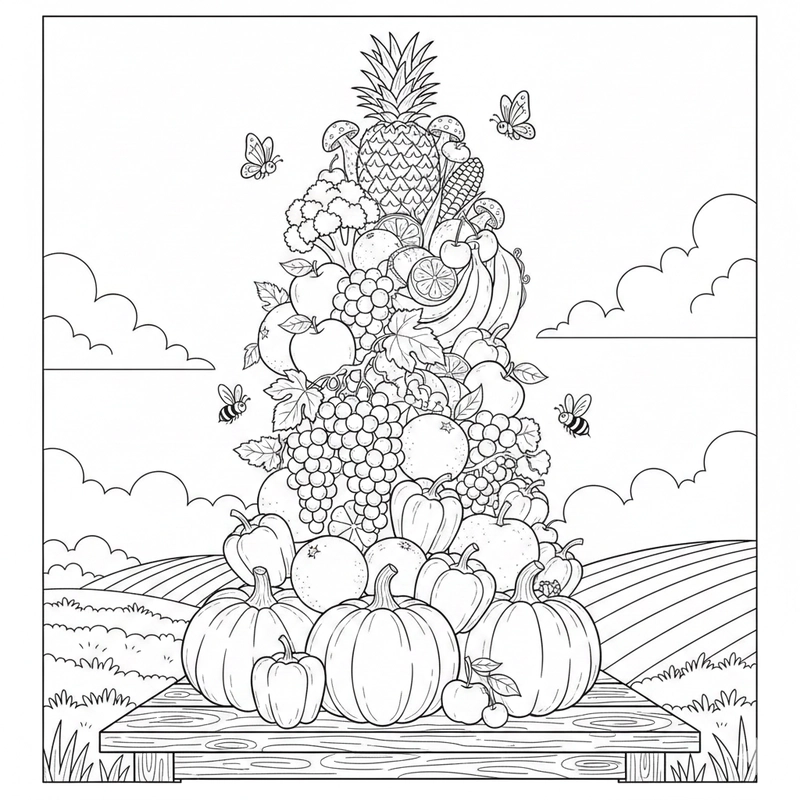 Tranh tô màu các loại rau củ quả đơn giản