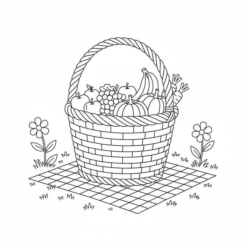 Tranh tô màu cái giỏ phù hợp trẻ em