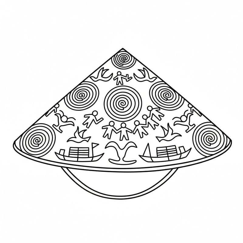 Tranh tô màu cái nón lá đáng yêu