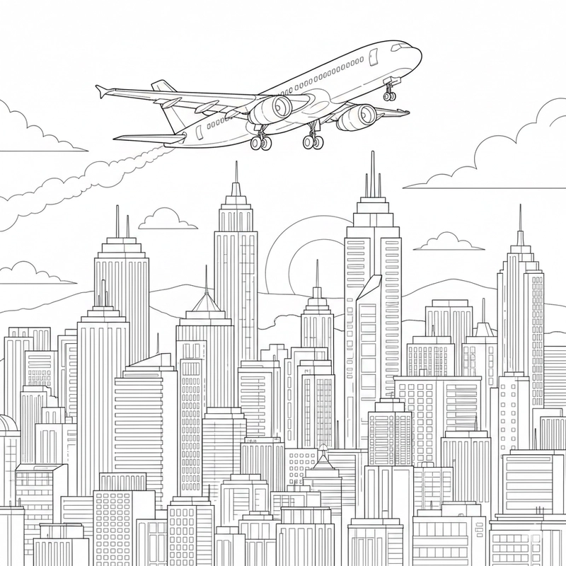 Tranh tô màu cảnh quan đô thị