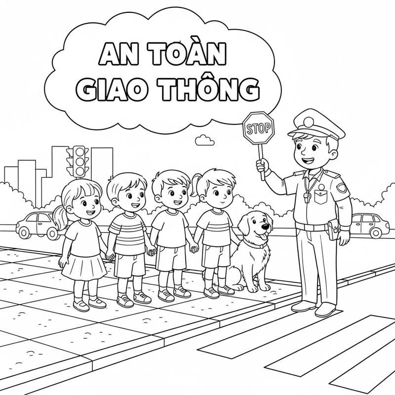 Tranh tô màu cảnh sát giao thông