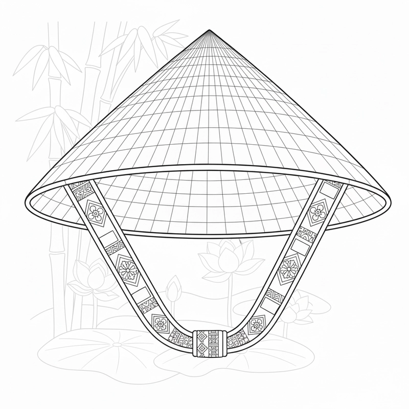 Tranh tô màu chiếc nón lá dễ tô