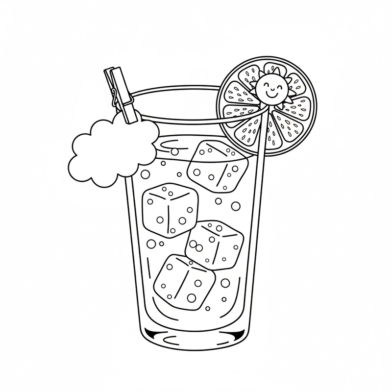 Tranh tô màu cốc nước đáng yêu