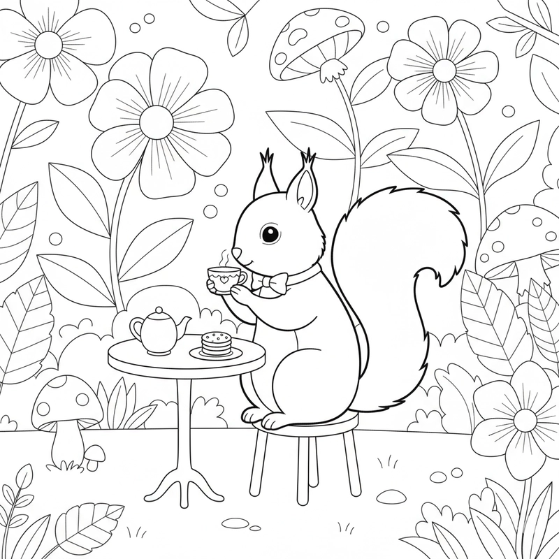 Tranh tô màu con Sóc cute