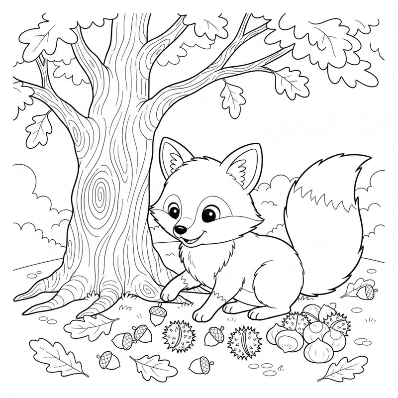 Tranh tô màu con cáo đáng yêu