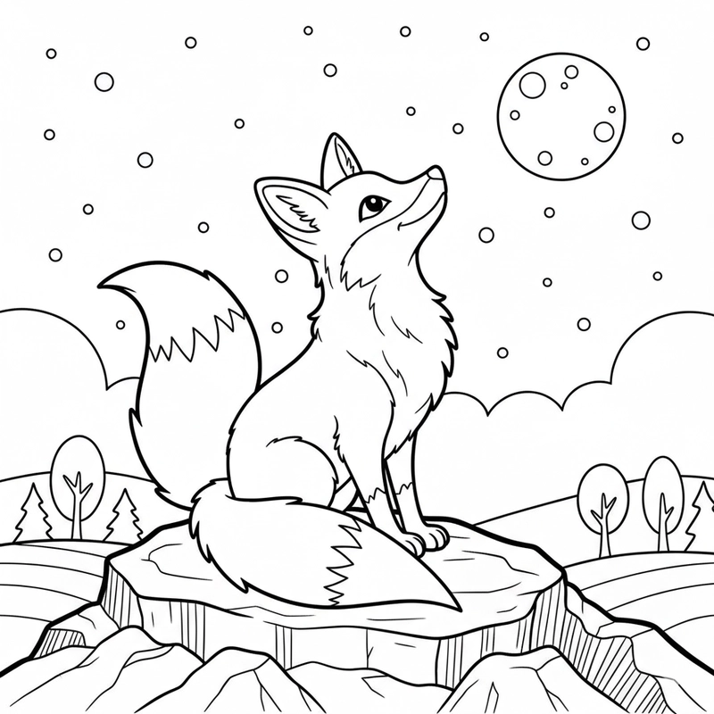Tranh tô màu con cáo gian ác kiểu truyện cổ