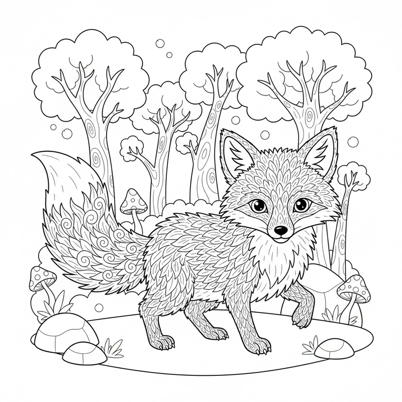 Tranh tô màu con cáo nghịch ngợm